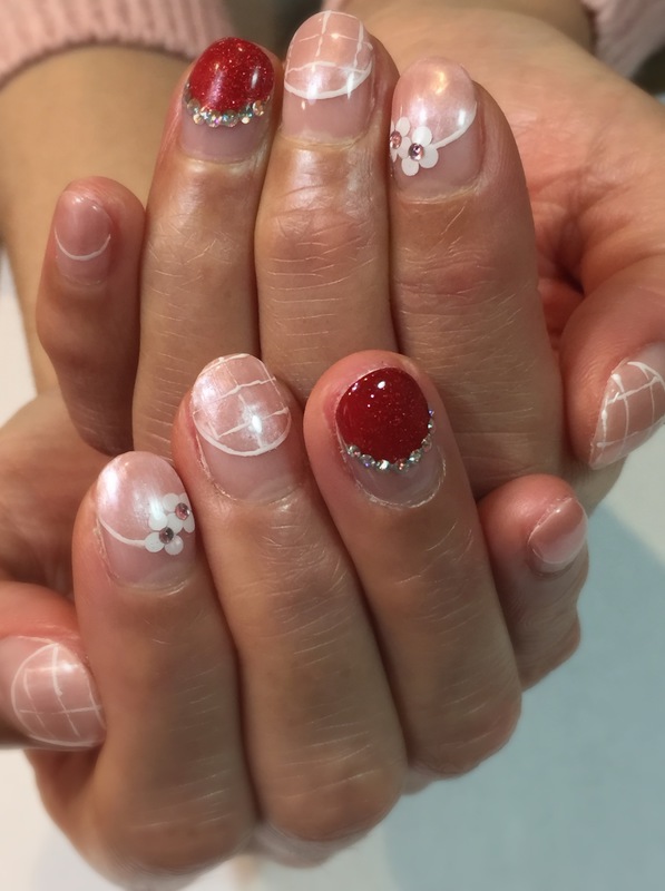 チェック柄×ホロフラワー。