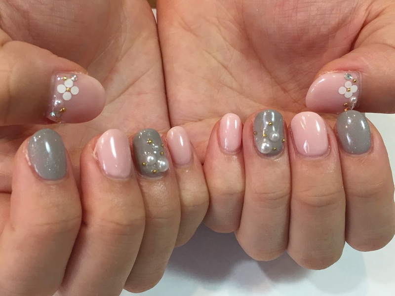 シャークスキン×ホロフラワーネイル。