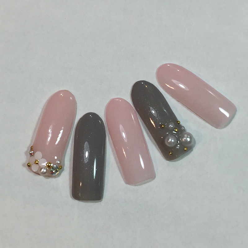 シャークスキン×ホロフラワーネイル。