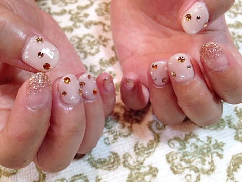 dotビジュー×ピンクゴールド。