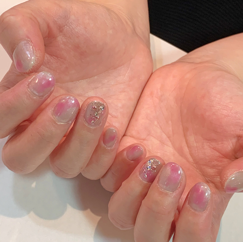 春ネイル×もやもやネイル。