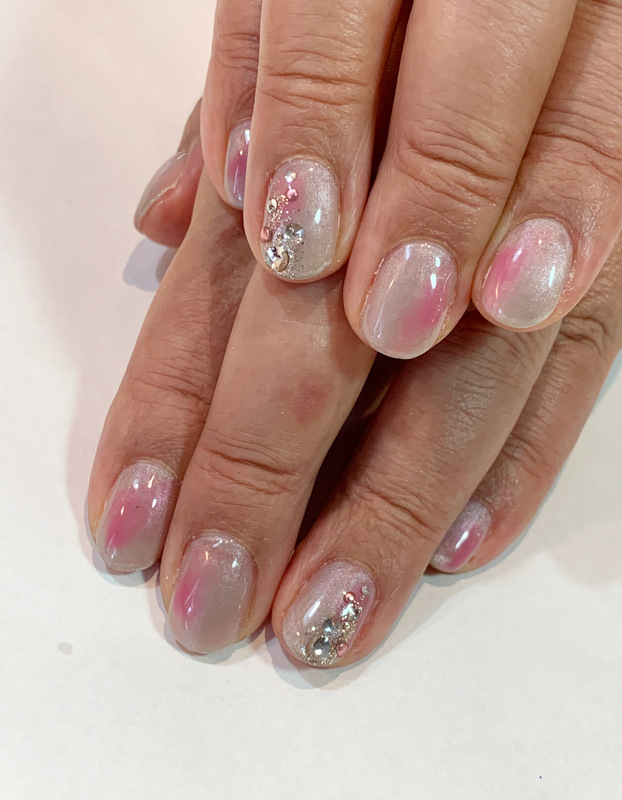 春ネイル×もやもやネイル。