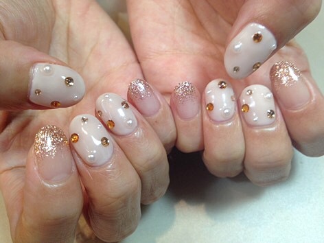 dotビジュー×ピンクゴールド。