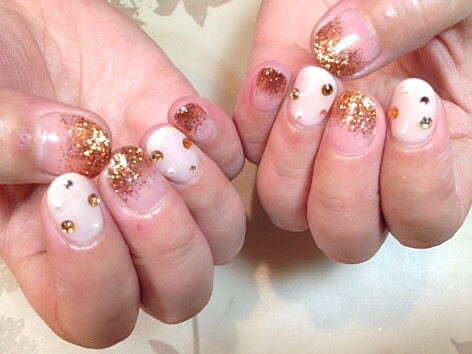 dotビジュー×グリッター。