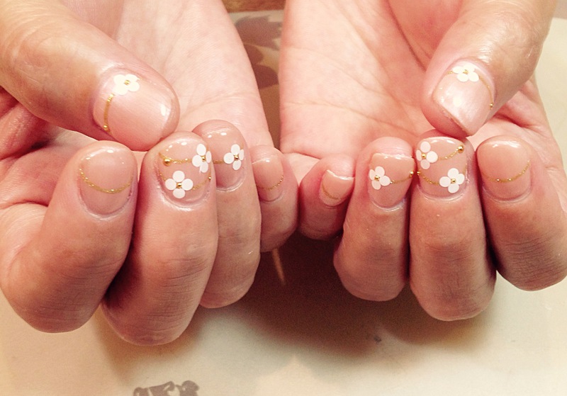 ピンクベージュ×ホロflower。