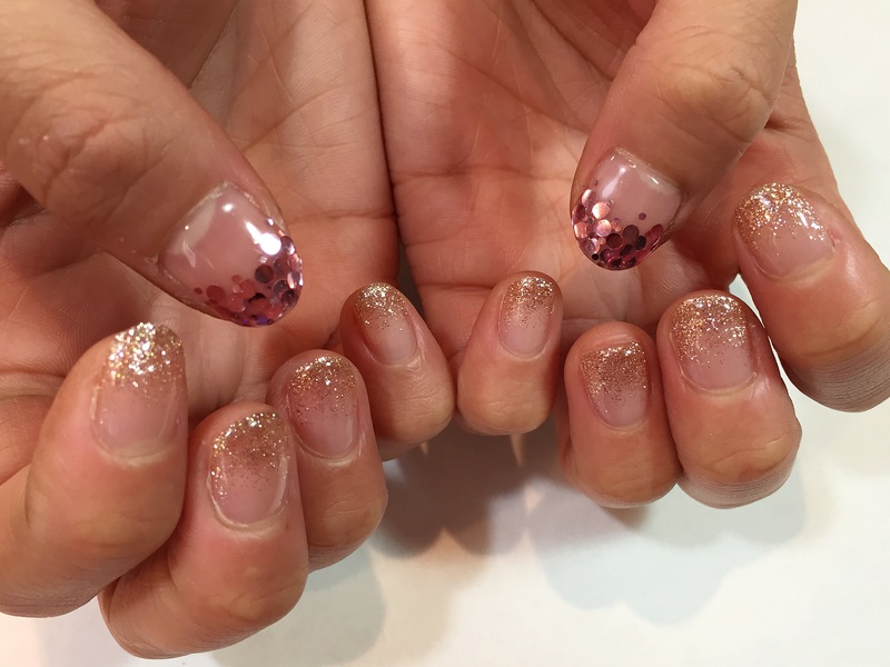 ピンクゴールド×ダスティーピンク。