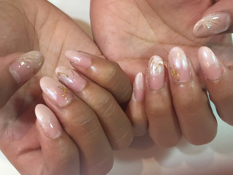 ベージュグラデ×クラッシュシェル。