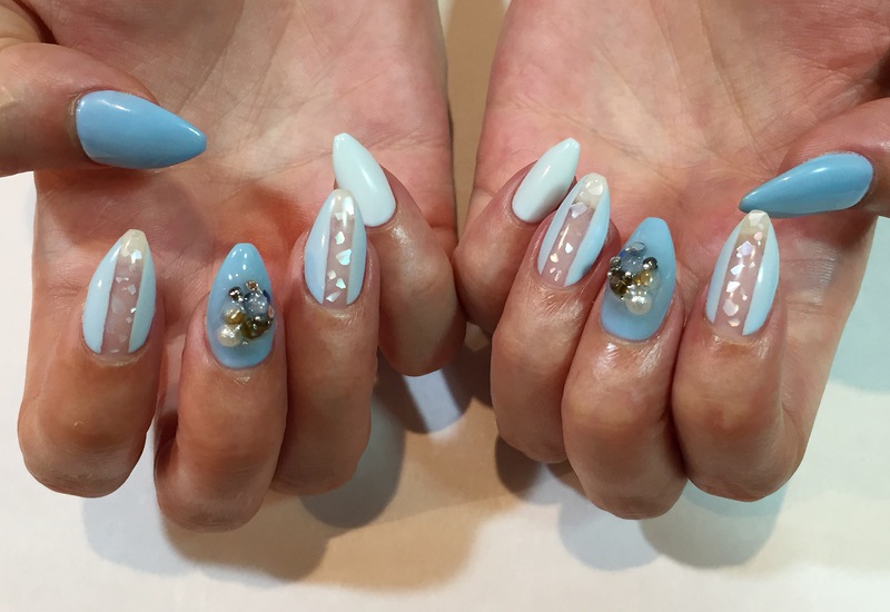 クリア×クラッシュシェル×ビーズビジュー。