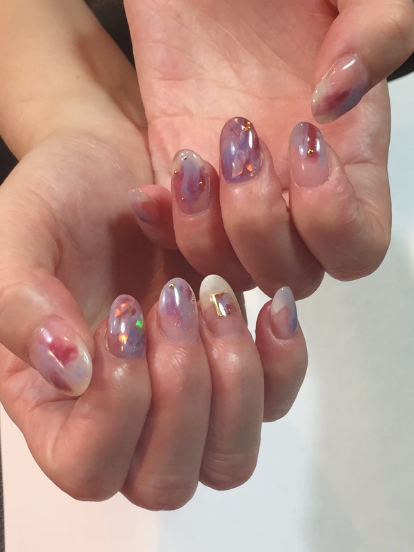 オータムver.クリア×塗りかけネイル。