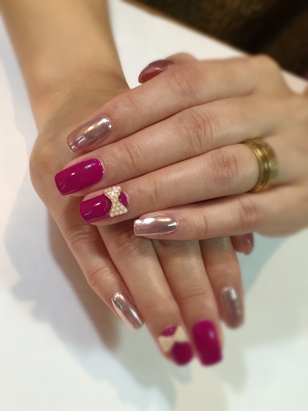 新色♡ボルドーグレープ×ミラーネイル。